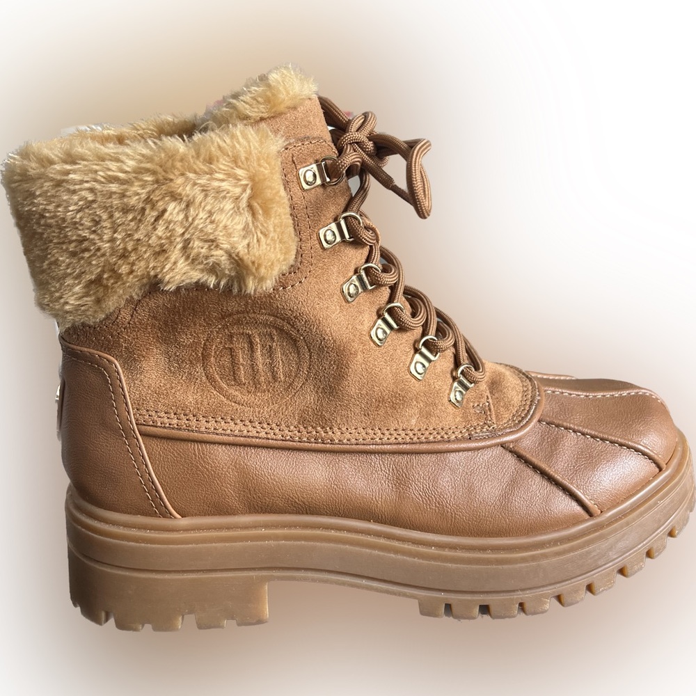 Tommy Hilfiger Women’s Finil 2 Tan Leather Lace Up Winter Ankle Boots US 9M